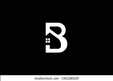 Logo design of B in vector for construction, home, real estate, building, property. Minimal awesome trendy professional logo design template on black background.