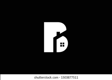 Logo design of B in vector for construction, home, real estate, building, property. Minimal awesome trendy professional logo design template on black background.