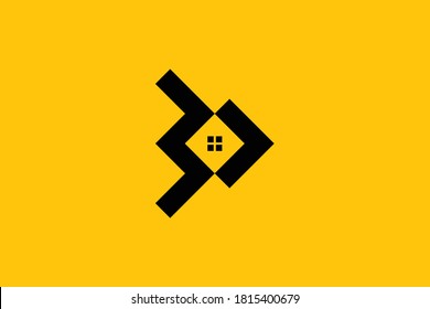 Logo design of B in vector for construction, home, real estate, building, property. Minimal awesome trendy professional logo design template on black background.
