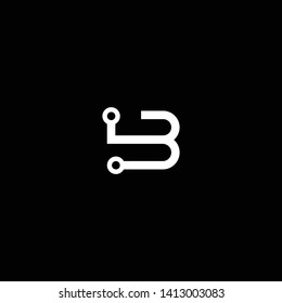 Logo design of B in vector for technology, electronics, digital, connection. Minimal awesome trendy professional logo design template on black background.