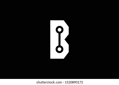 Logo design of B in vector for technology, electronics, digital, connection. Minimal awesome trendy professional logo design template on black background.