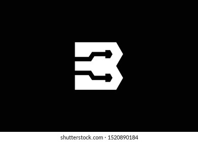 Logo design of B in vector for technology, electronics, digital, connection. Minimal awesome trendy professional logo design template on black background.