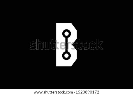 Logo design of B in vector for technology, electronics, digital, connection. Minimal awesome trendy professional logo design template on black background.
