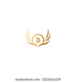 design de logotipo B wings tecnologia de vetor de ouro