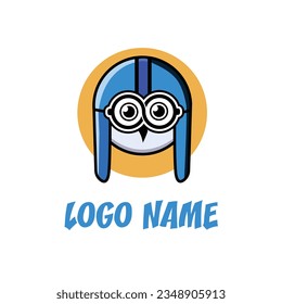 Logo design of baby bird with helmet
