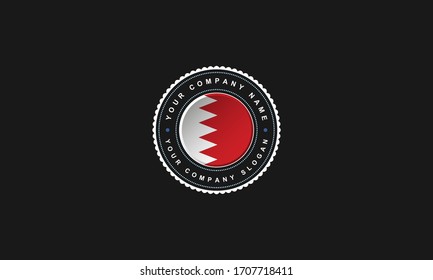 diseño del logo con el concepto de Bahréin en círculo. Vintage rojo y blanco y premium