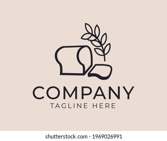 Logo Design of Bakery products. Vector Illustration of Slice Of Bread. Vintage Modern Vector Line Art Design Template