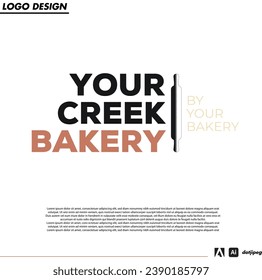 Logo design bakery simple typography, text and icon bakery logo
