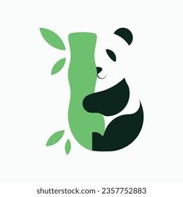 Logo design bamboo and panda concept with initial B