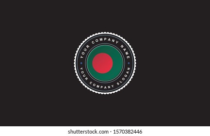 logo design with Bangladesh concept in circle. Green and red Badge Vintage and premium