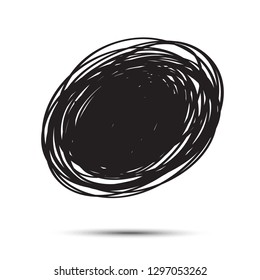 Logo design. Banner sign, label icon in grunge style. Hand drawn circle. Doodle sketch scribble circular logo design element
