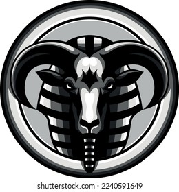 Logo Design of Barbary Sheep Head with Pharaoh Style