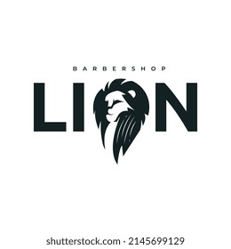 Logo Design for Barbershop and Salon. Hand drawn vector illustration emblem with head Lion on white background. Usable sign for luxury male business logos and branding. Template icon design.