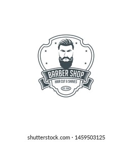 Logo design barbershop vector, vintage, labels and badges 