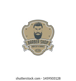 Logo design barbershop vector, vintage, labels and badges 