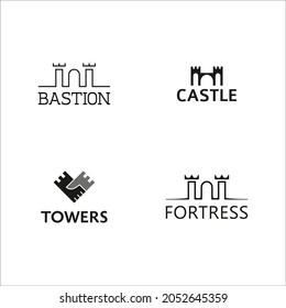 Logo design with bastion, castle, towers, fortress. Company logo. svg