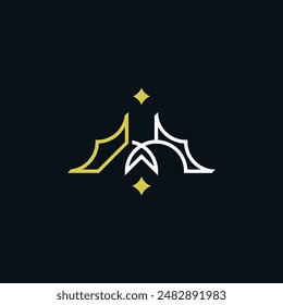 Logo design with a bat and crown concept, with a simple and elegant monoline design. ready for you to use as a symbol or brand symbol for your company or business