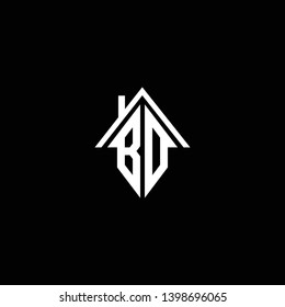 Logo design of BD DB BO OB in vector for construction, home, real estate, building, property. Minimal awesome trendy professional logo design template on black background.