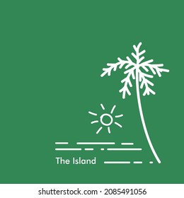 logo design for a beach with monoline or line art style