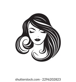 logo design for beauty salon Beauty face w  vector illustration. Vector logo design for beauty salon or hair salon or cosmetic design