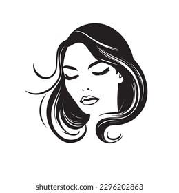 logo design for beauty salon Beauty face w  vector illustration. Vector logo design for beauty salon or hair salon or cosmetic design