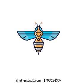 logo design bee robot, cartoon symbol vector. for technology business