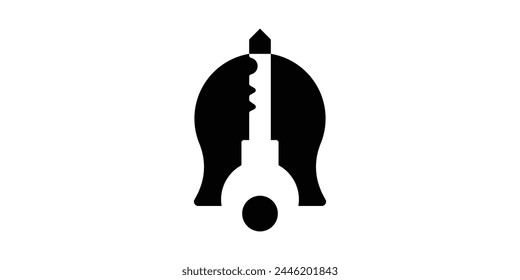 logo design of bell and lock, security, alarm, reminder, logo design template, symbol, icon, vector, creative idea.