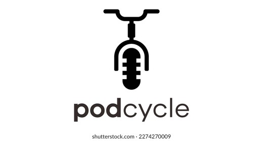 logo design bicycle and podcast icon vector illustration