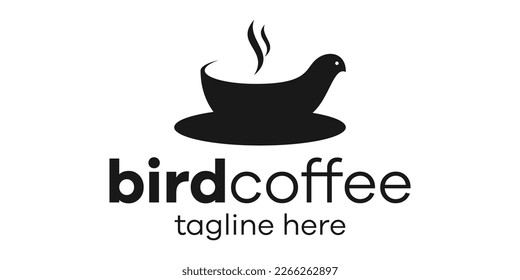 logo design bird and cup coffee icon abstract illustration