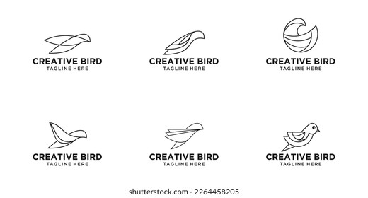 diseño de logotipo línea de pájaro ilustración de icono abstracto