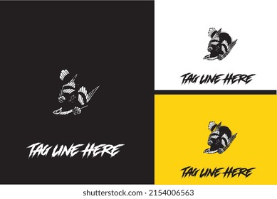 logo design of bird and moon vector black and white