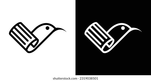 logo design bird and paper minimalist line icon vector inspiration