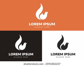 Logo Design Bird Silhouette, Fire 
