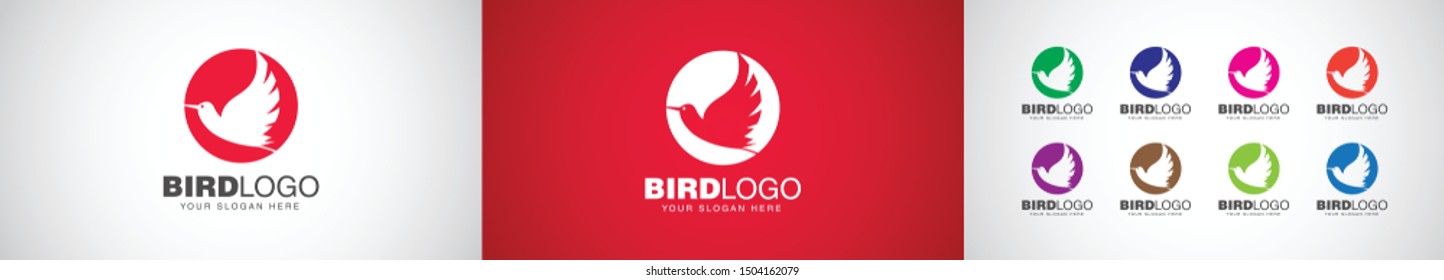 Logo design of a bird Bird, the symbol of freedom flying by the sun. Bird flying logo. Bird Concept logo design. Can be used for any business specially Travel, Hotel, Consistency and many more.