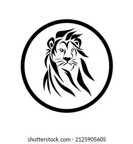 logo design with black lion animal icon