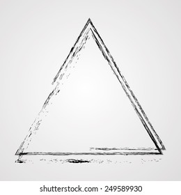 Logo Design . Black Unusual  Paint Brush Line . Grunge Triangle Shape.