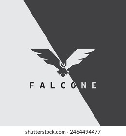 
diseño del logotipo con una Imagen en blanco y negro de un halcón volador