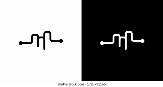 Logo design. Black and white silhouettes of lines like diagram. Increasing of business.