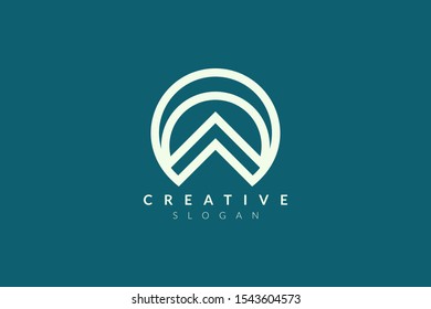 The logo design is a blend of circles with the direction of the arrow. Minimalist and modern vector illustration design suitable for business and brands.