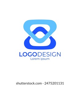 Logo design with blue color. Vector illustration