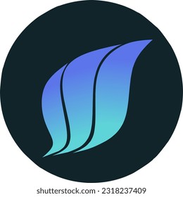 Logo design with a blue gradient leaf pattern