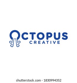 logo design blue octopus workmark