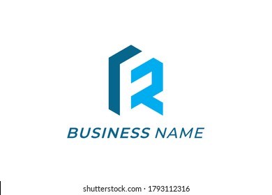 logo design bold letter F and R