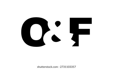OF Logo-Design im fetten Stil. Schwarz-weißes Identitätssymbol. Modernes Typografie-Emblem. Symbol für Unternehmensbranding. Minimale Geschäftsvorlage.