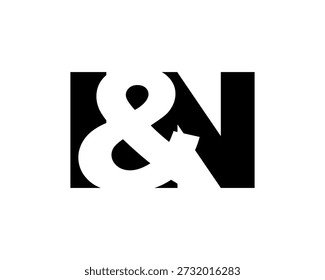 IN logo design in bold style. Black white identity symbol. Modern typography emblem. Corporate branding icon. Minimal business template.
