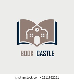 logo design of a book library with the name of book castle