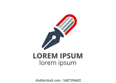 Logo-Design von Buch & Stift-Vorlage in kreativer Form Vektorillustration Illustration.  