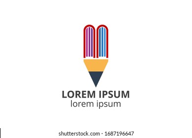 logo design of book & pencil template in creative shape vector illustration.  