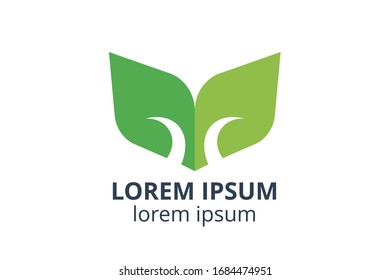 logo design of book template in creative shape like leaf vector illustration. use for any business like publishing office, book store, digital corporate, library, education company, school, college,