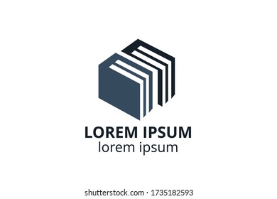 diseño de logotipo de la plantilla de libro en la ilustración vectorial de forma creativa aislada. uso para cualquier negocio como oficina editorial, librería, empresa digital, biblioteca, empresa educativa, escuela, universidad,